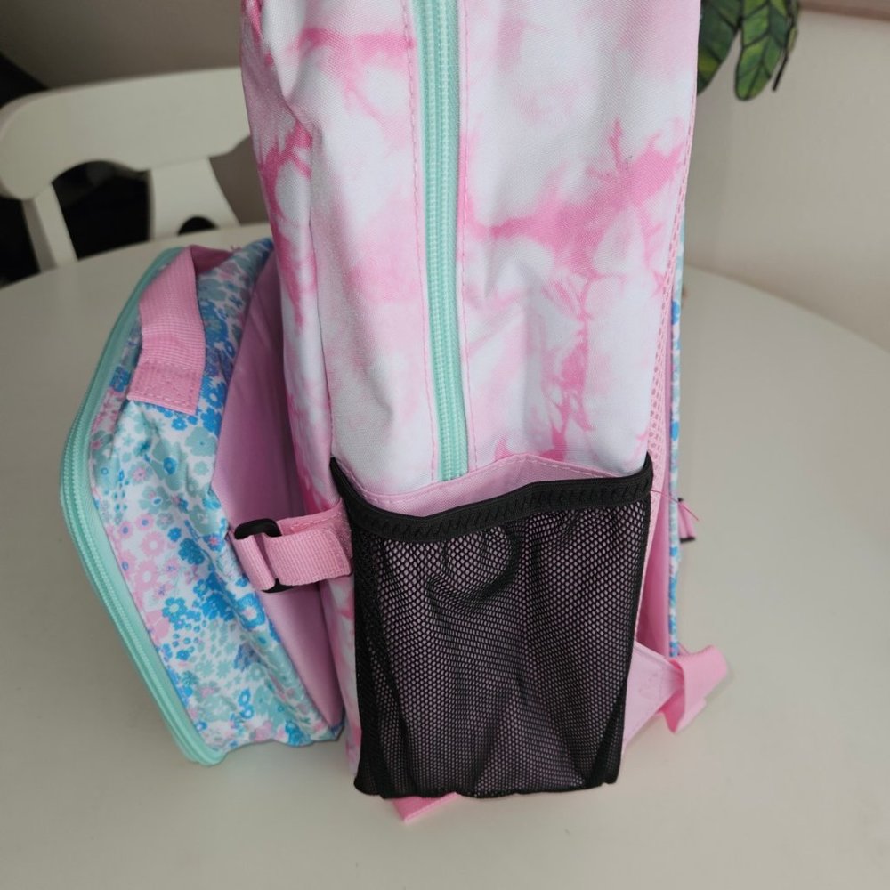 Champion pink tie dye print backpack with detachable insulated lunchbox. - Picture 4 of 5